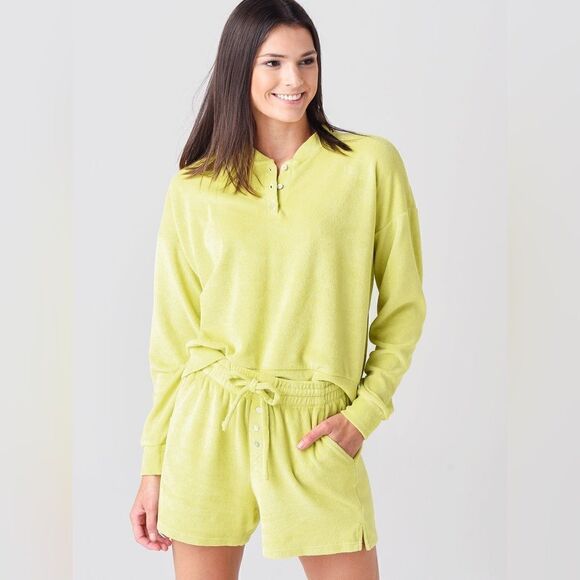 DONNI. Tops - NWT - DONNI. Women's Terry Henley Sweatshirt - yellow - XS